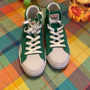 Vision Street Wear old school skateboard shoes Green Suede